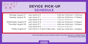 Device pick-up schedule